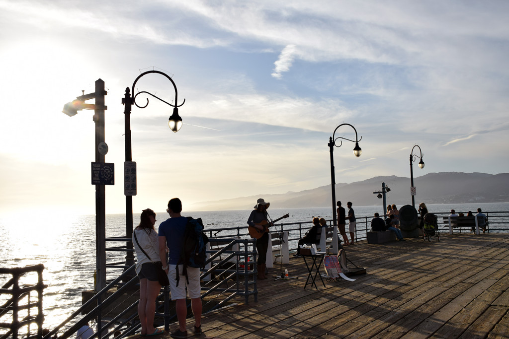 Artist performing on the pier